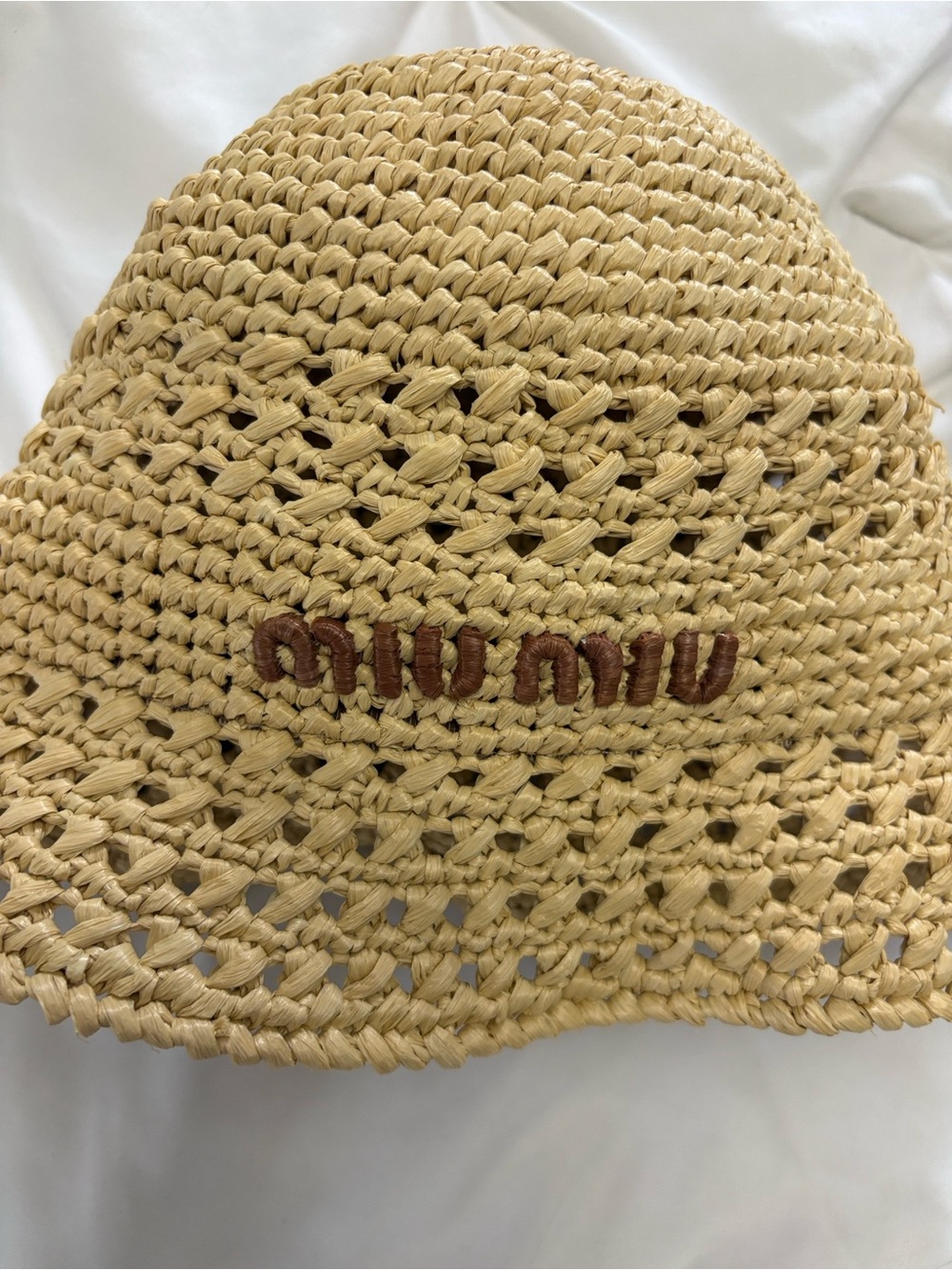 MIU MIU Woven Fabric Hat in Beige - Picture 4 of 12